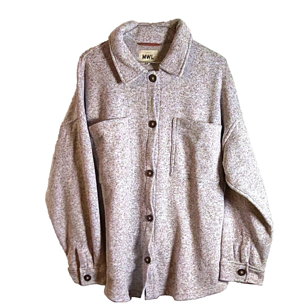 Madewell MWL Women's Gray Button Front Collared Shacket Jacket Pockets Sz L